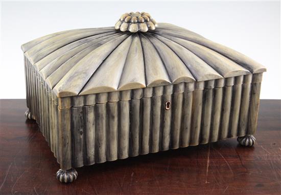 An Anglo Indian buffalo horn work box, 15.5in.